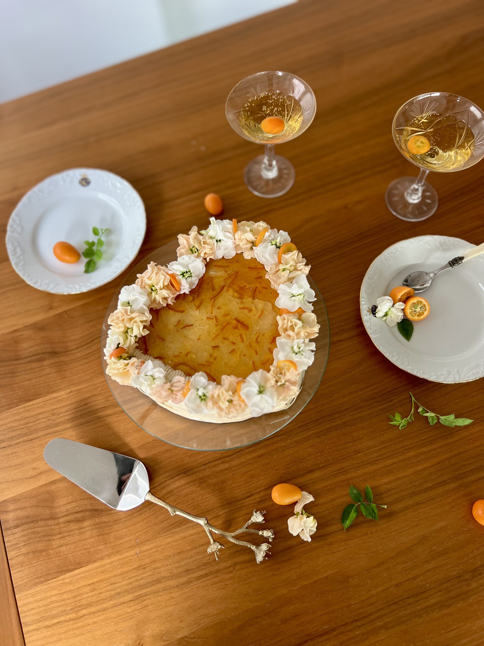 Receta de Tarta Corazón de Cabello de Ángel, Merengue de Caña y Mermelada de Kumquat