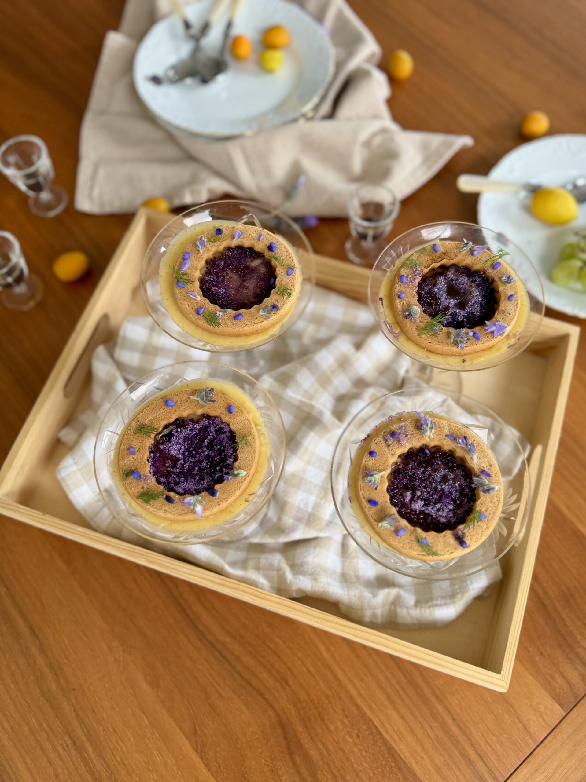 Natillas con Lavanda y Galletas de Vainilla